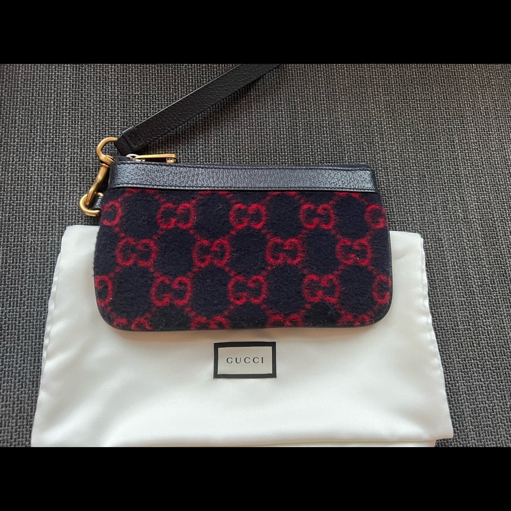NWT Gucci GG Wool Wristlet